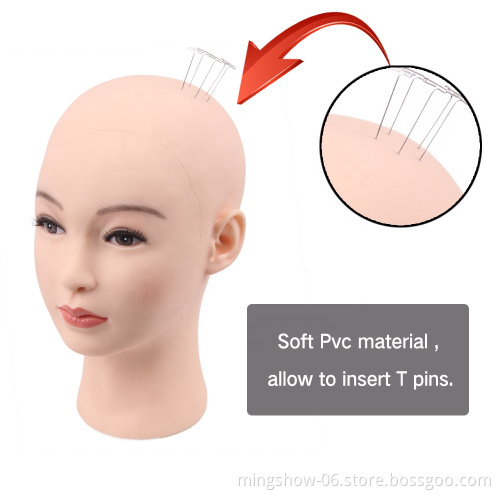 Plastic bald Mannequin Head Female Professional Cosmetology Head for Wig Making, wig mannequin head display